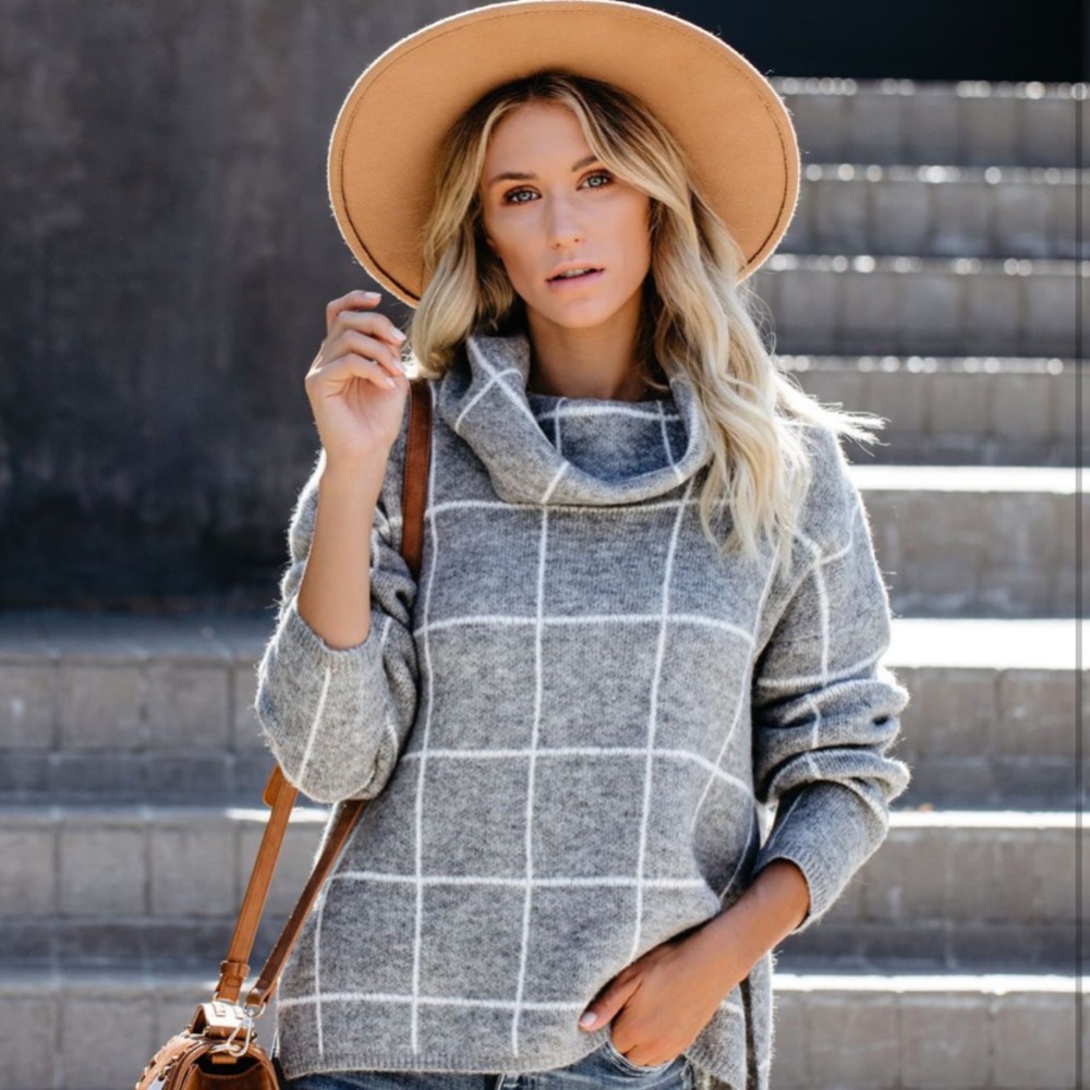 New Vici Grid Turtleneck Sweater